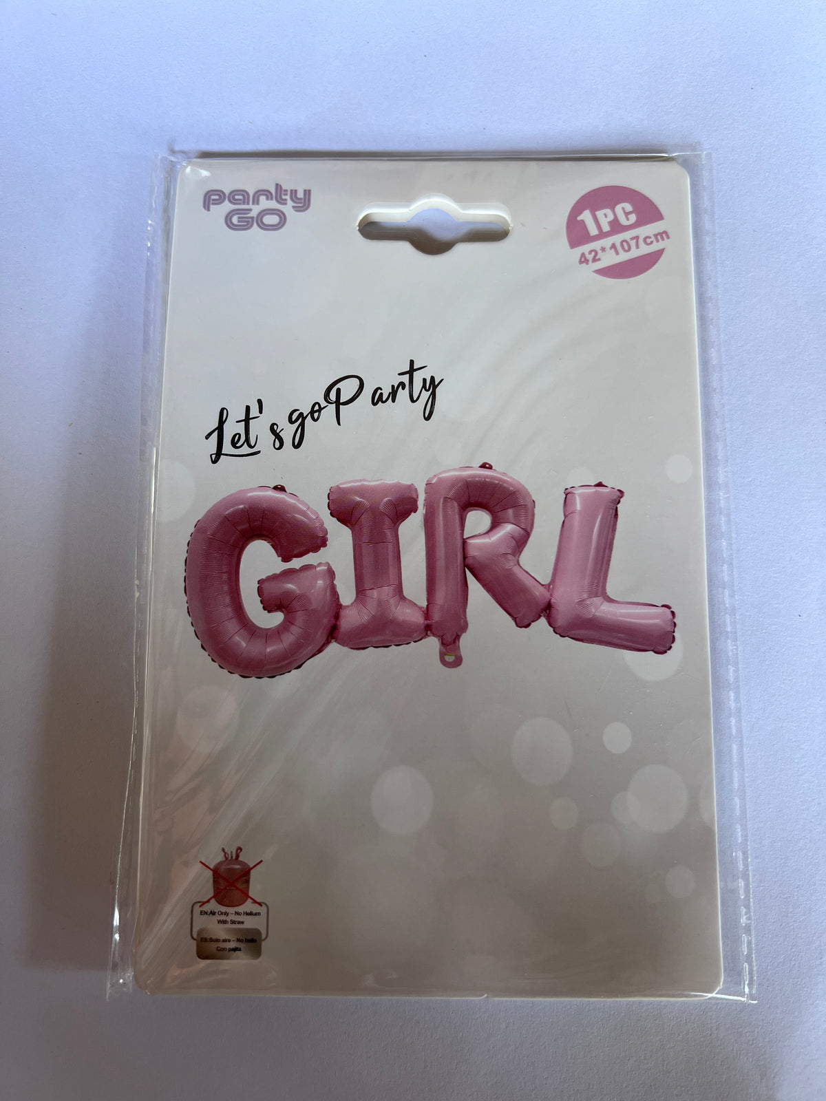 Pink ‘GIRL’ Foil Balloon 42cm x 107cm