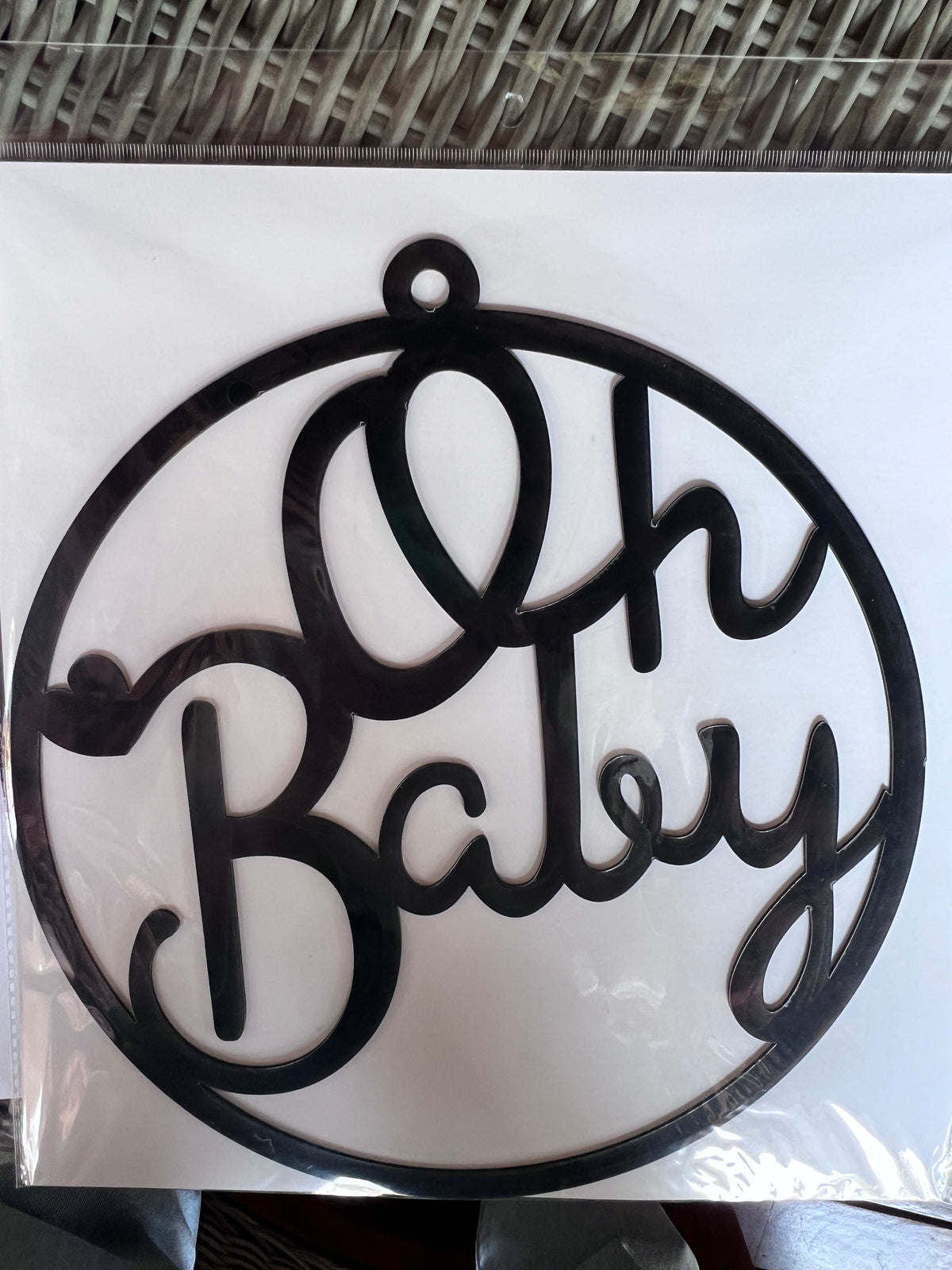 Oh Baby Acrylic Circle Sign – Nursery Wall Hanging for Baby Shower & Gender Reveal